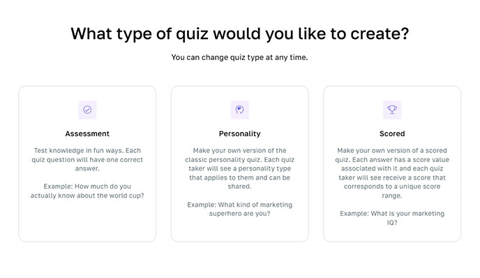 What type of quiz do you want to create?